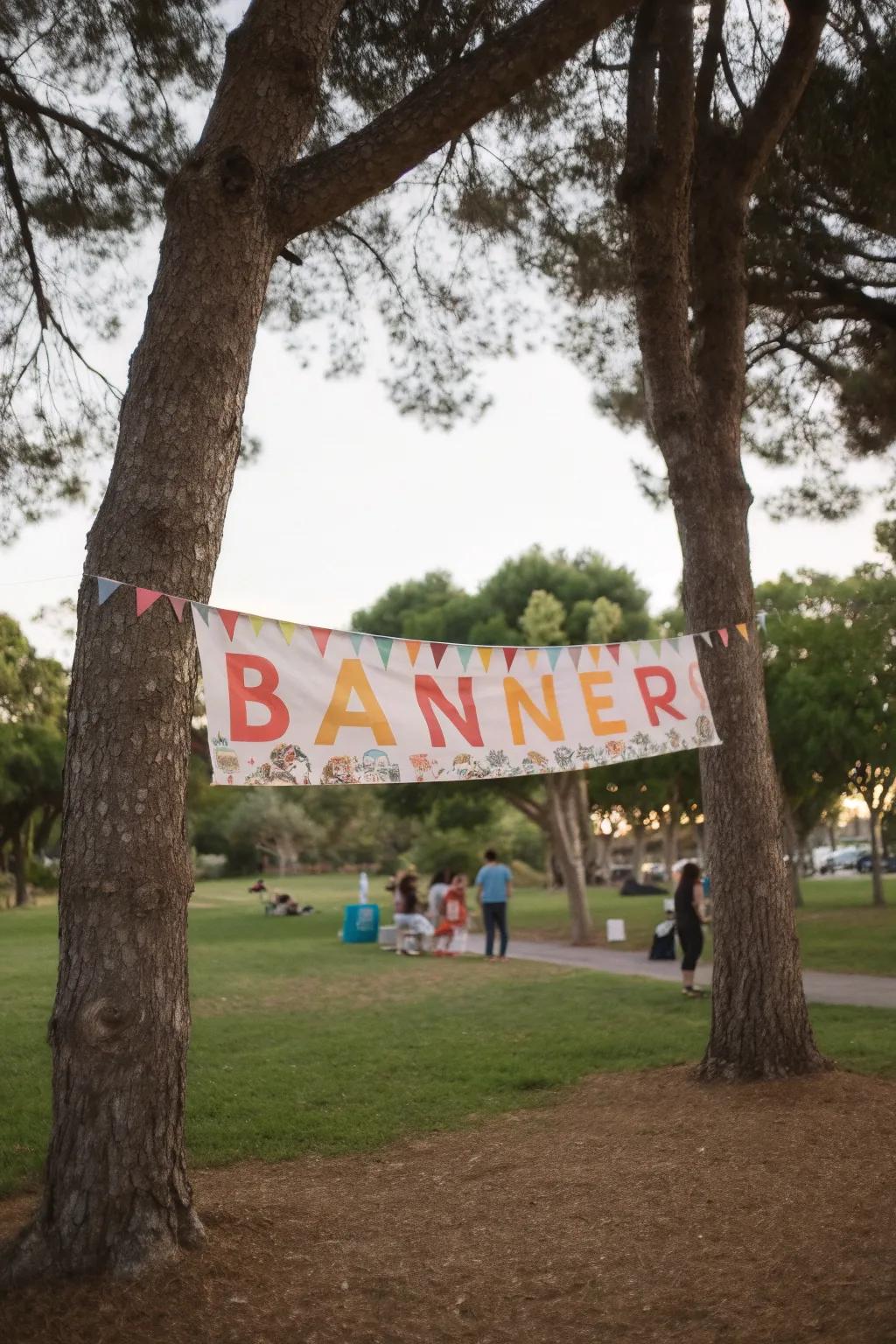 Personalized flags contribute a celebratory element to park events.