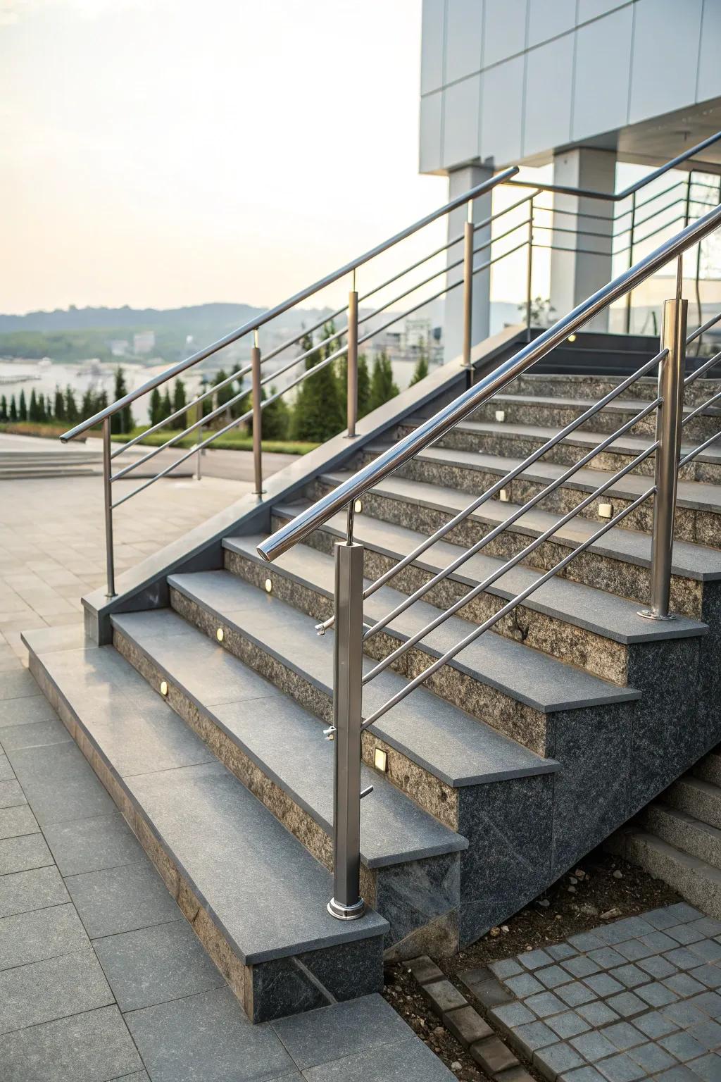 A combination of metal and rock aspects produces a striking modern aesthetic.