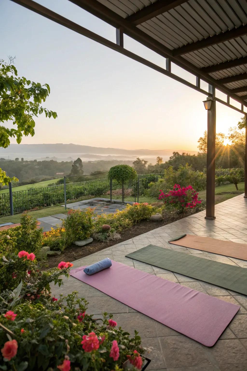 Set up your yoga space where you can enjoy the beauty around you.