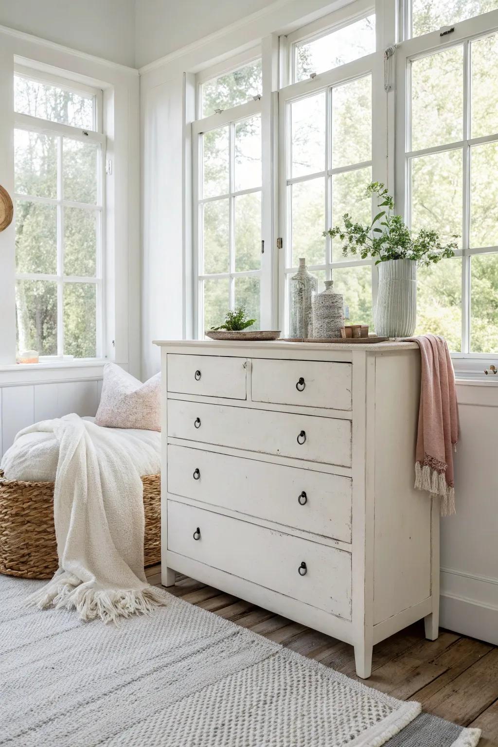 White furniture can create a serene and spacious feel.
