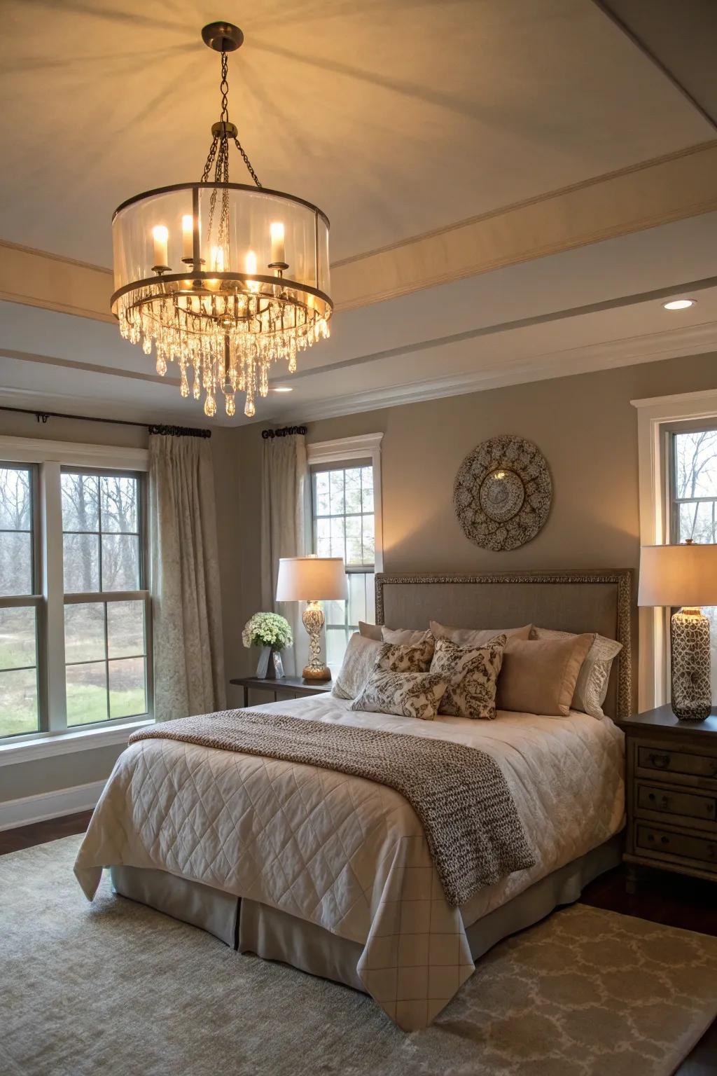 Layered illumination fashions a warm and inviting atmosphere.