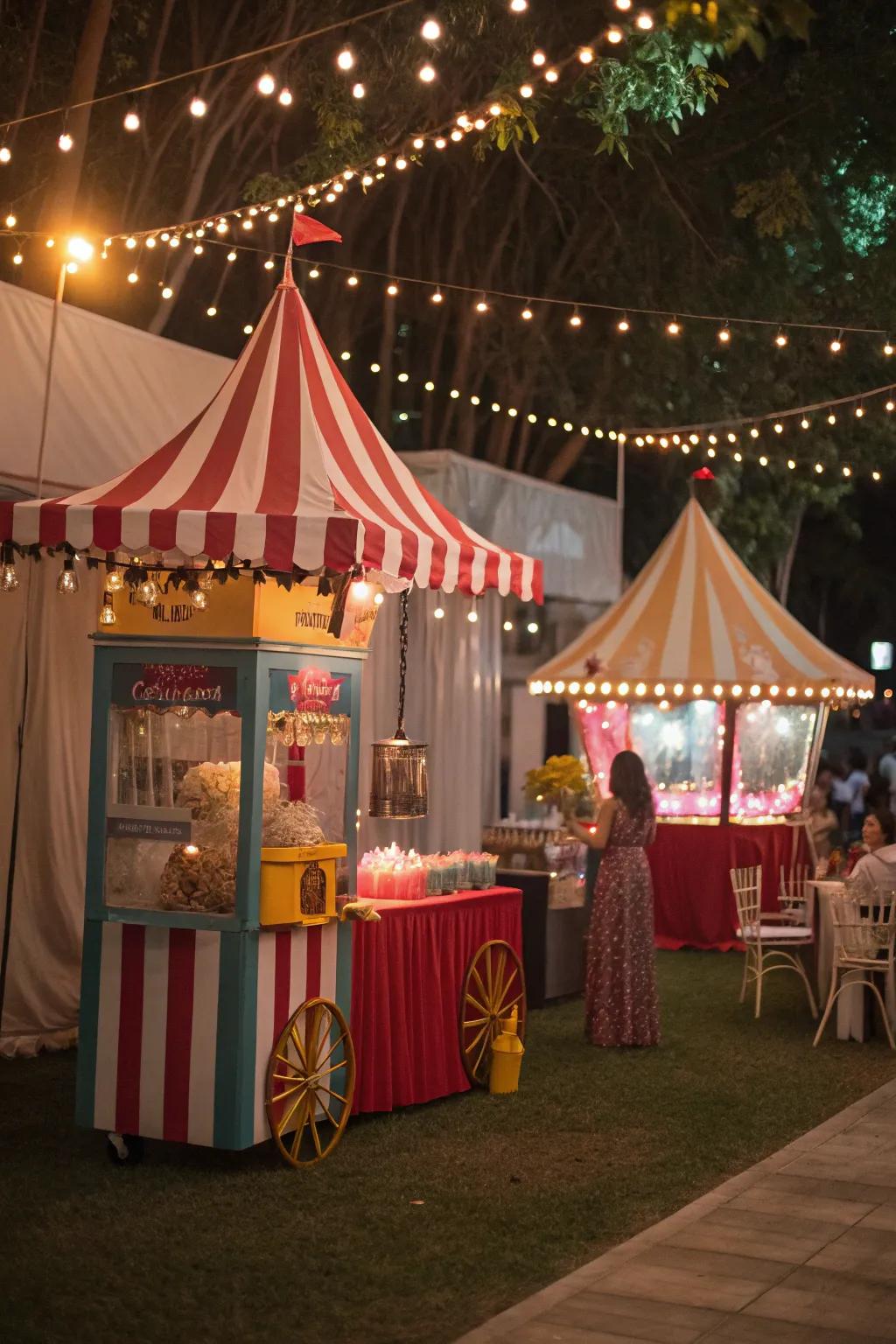 A vintage carnival theme evoking nostalgic delight at any celebration.