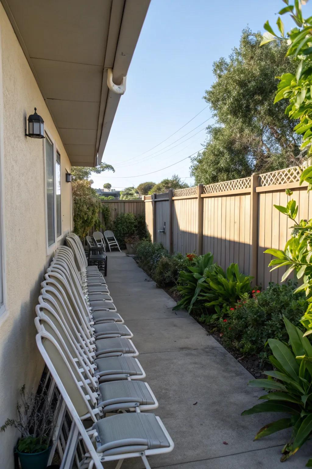 Folding chairs provide adaptable seating that’s easy to store.