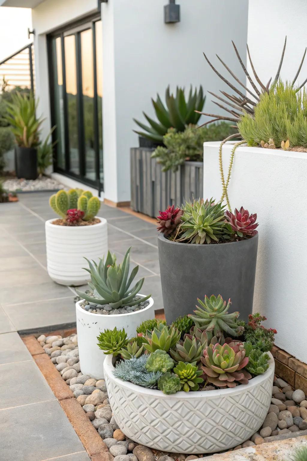 Achieve a modern look with stylish succulents.