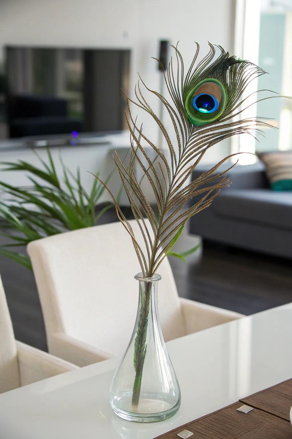 Minimalist refinement featuring a singular plume.