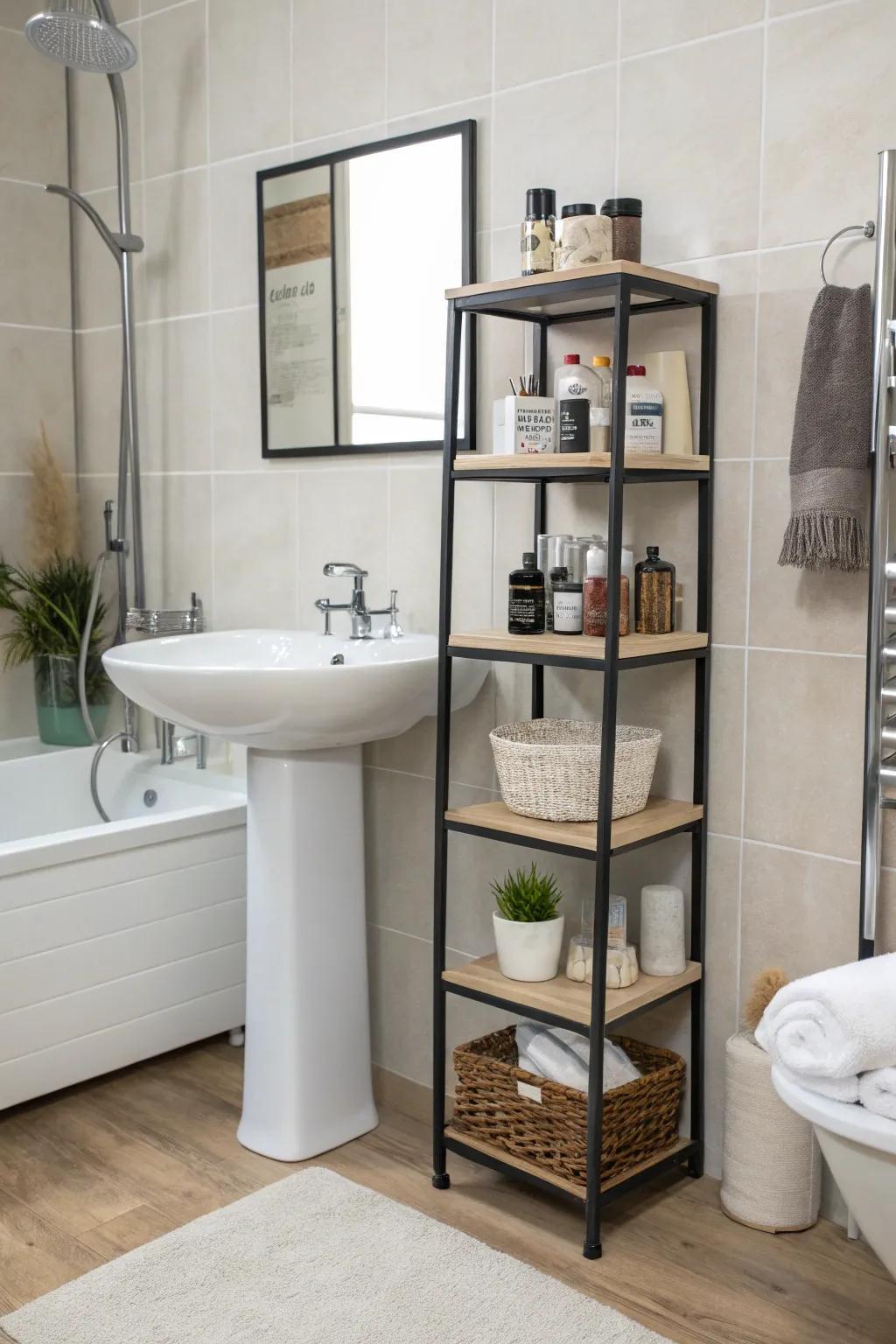 Adaptable modular shelving adding modern flair.