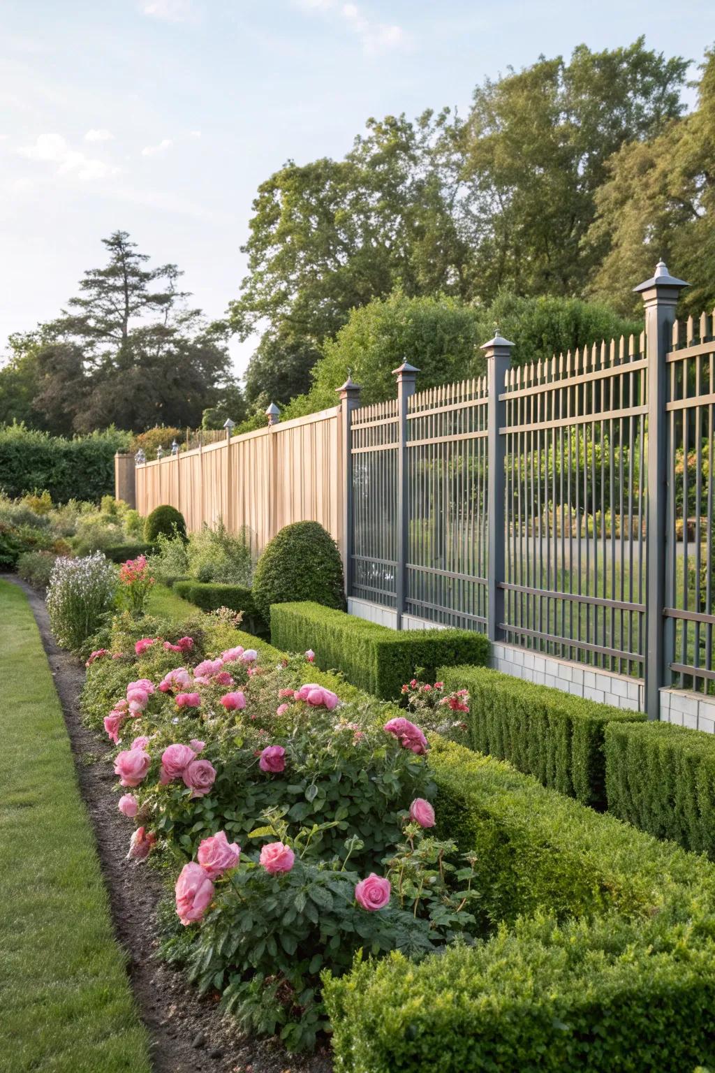A safe fenced area ensures pets can wander the garden without worry.
