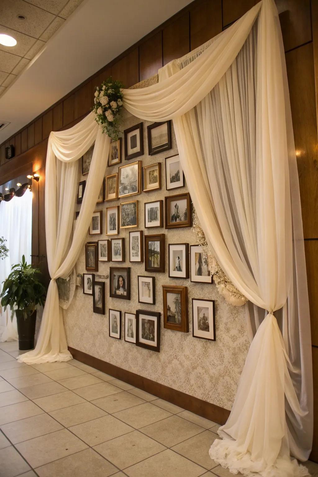 Textile decorations enhance elegance and dimension to your picture display presentation.