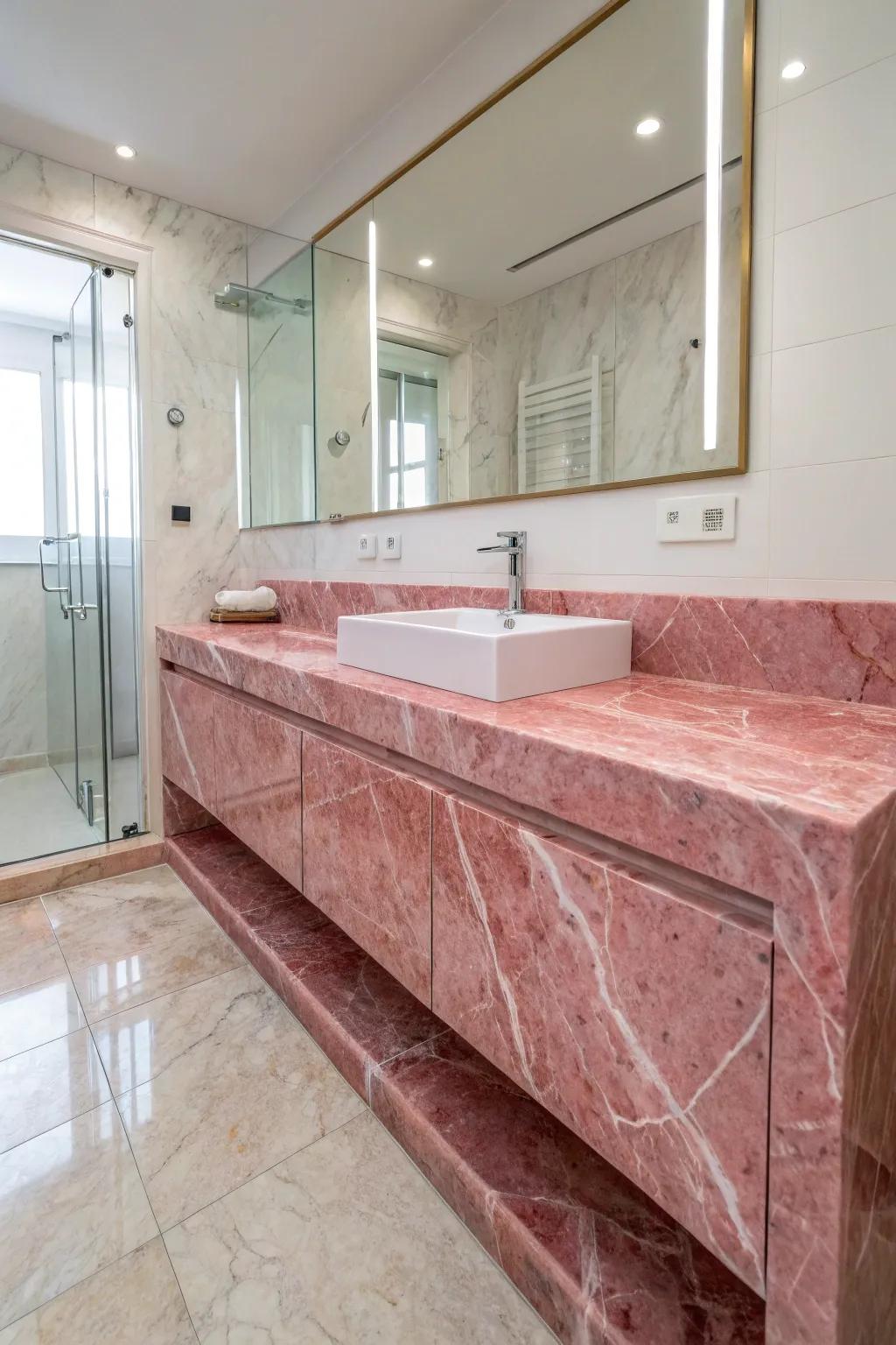 Pink veined marble includes high-end and beauty.