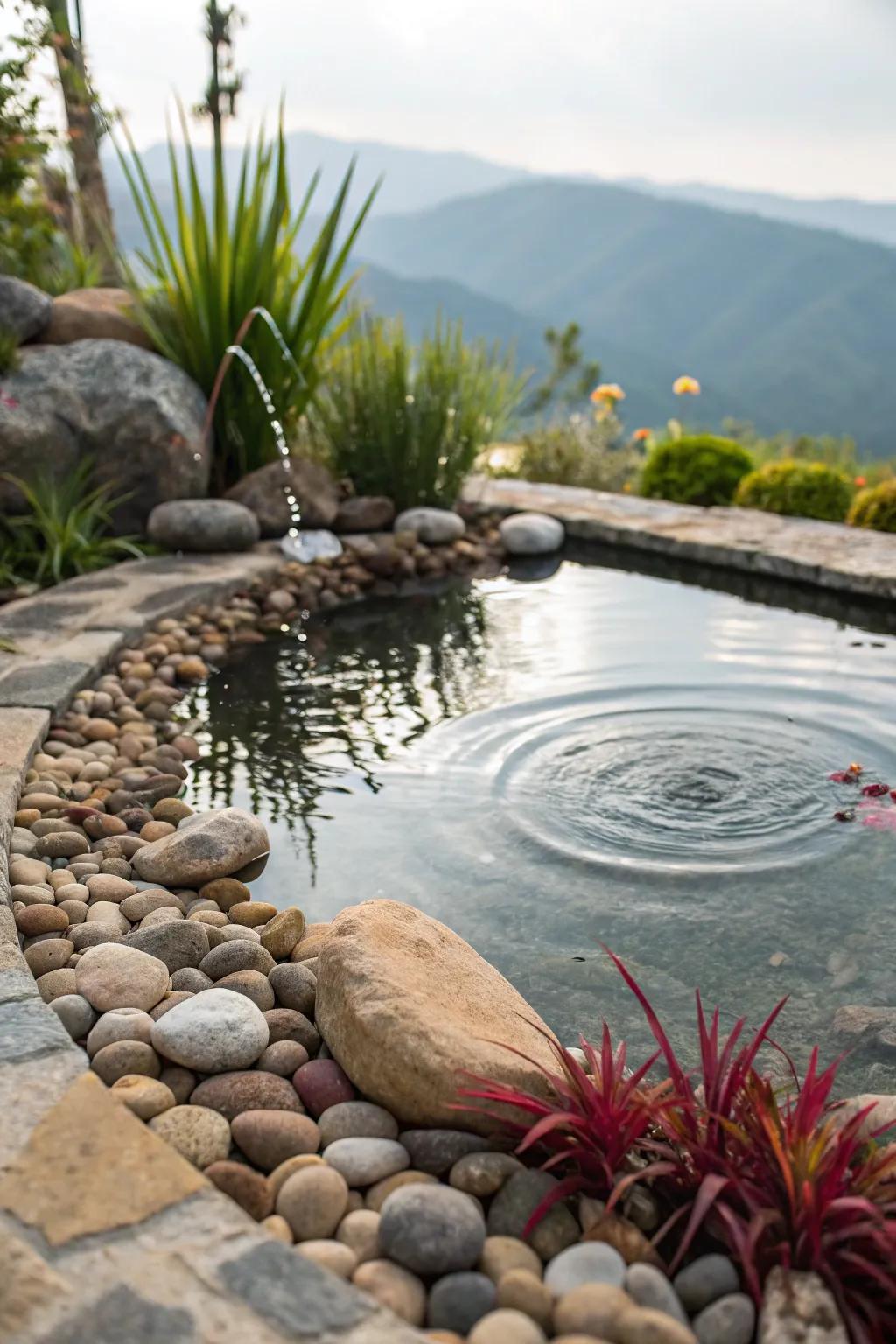 A pool pond embellished with decorative accents.