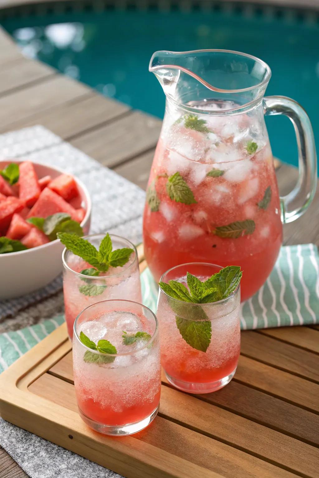 Quench your thirst with sparkling watermelon drink.