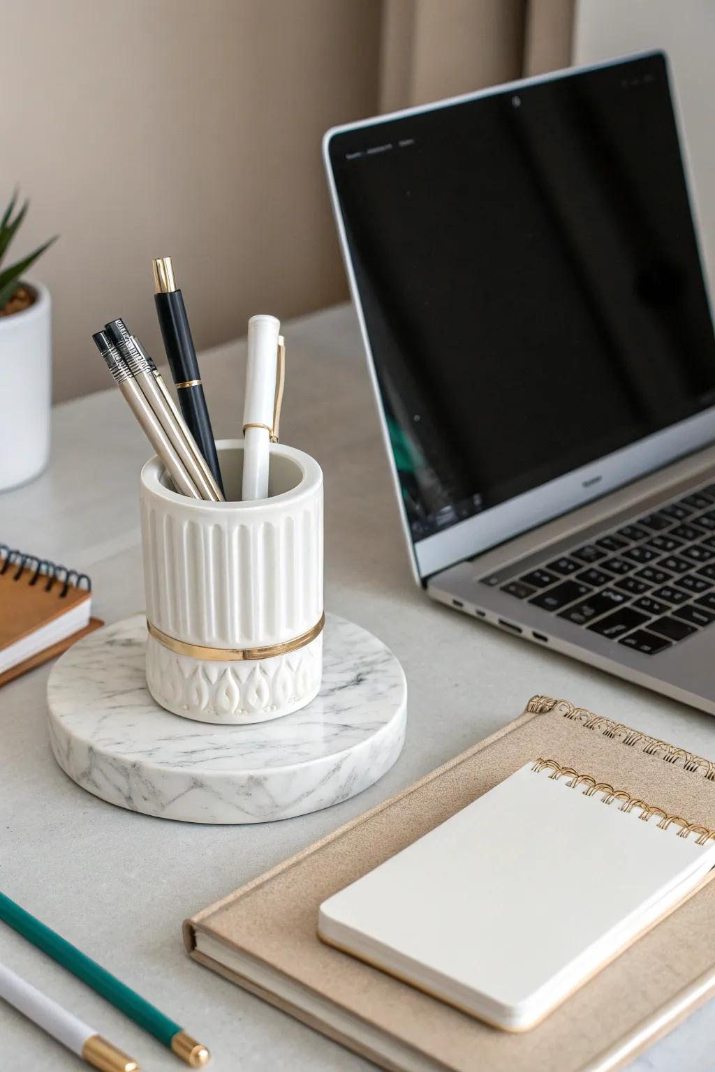 Keep his workspace refined with a porcelain pen stand.