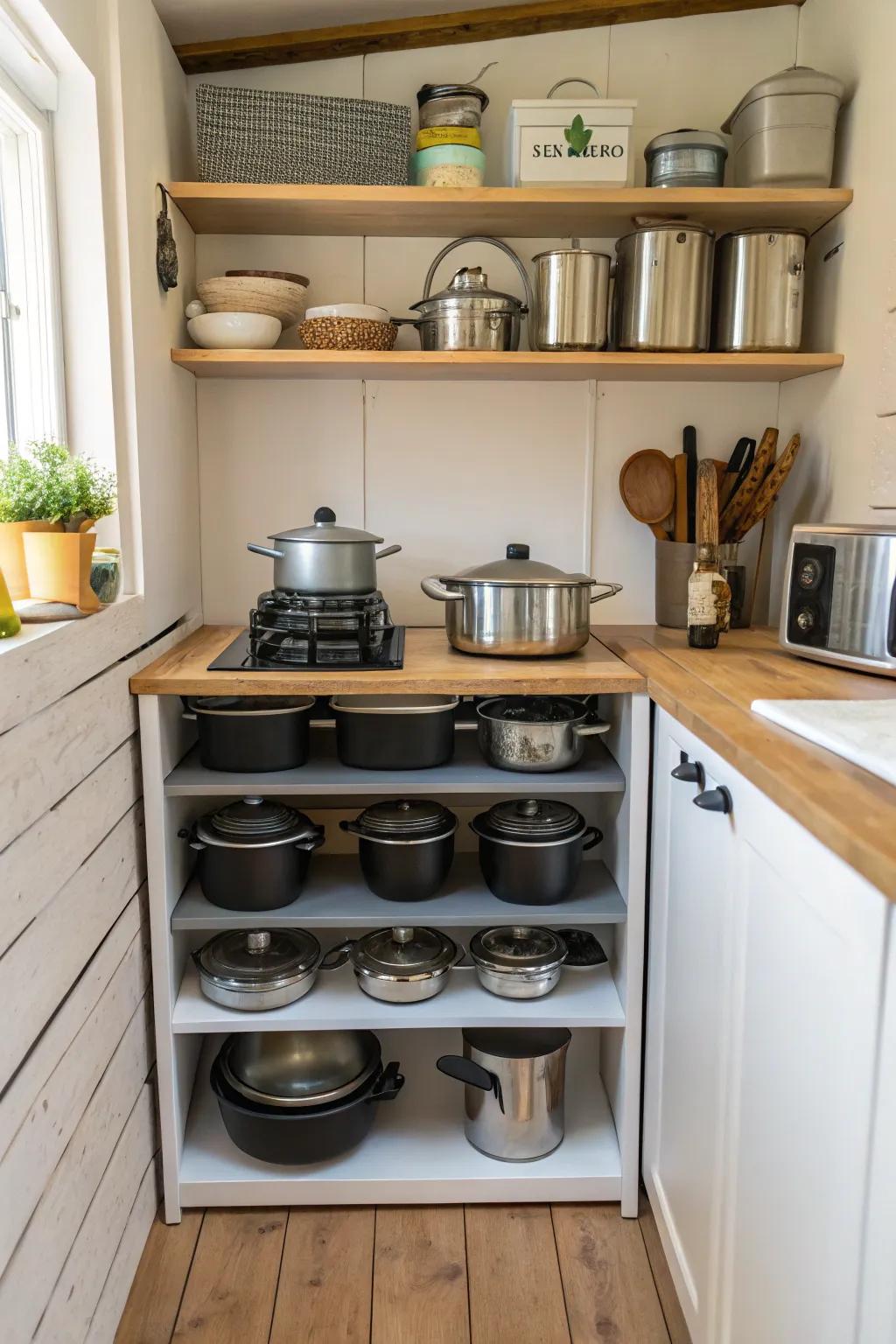 Compact arrangements keep your kitchen tidy and efficient.