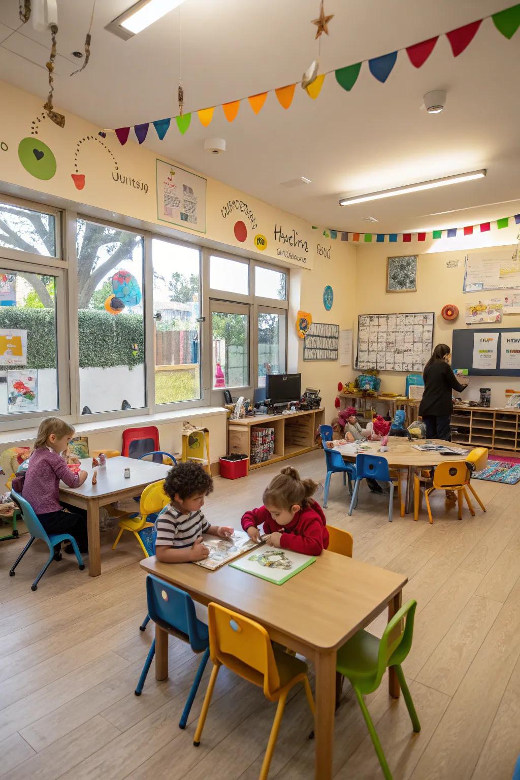 A setup that promotes collaboration and teamwork.