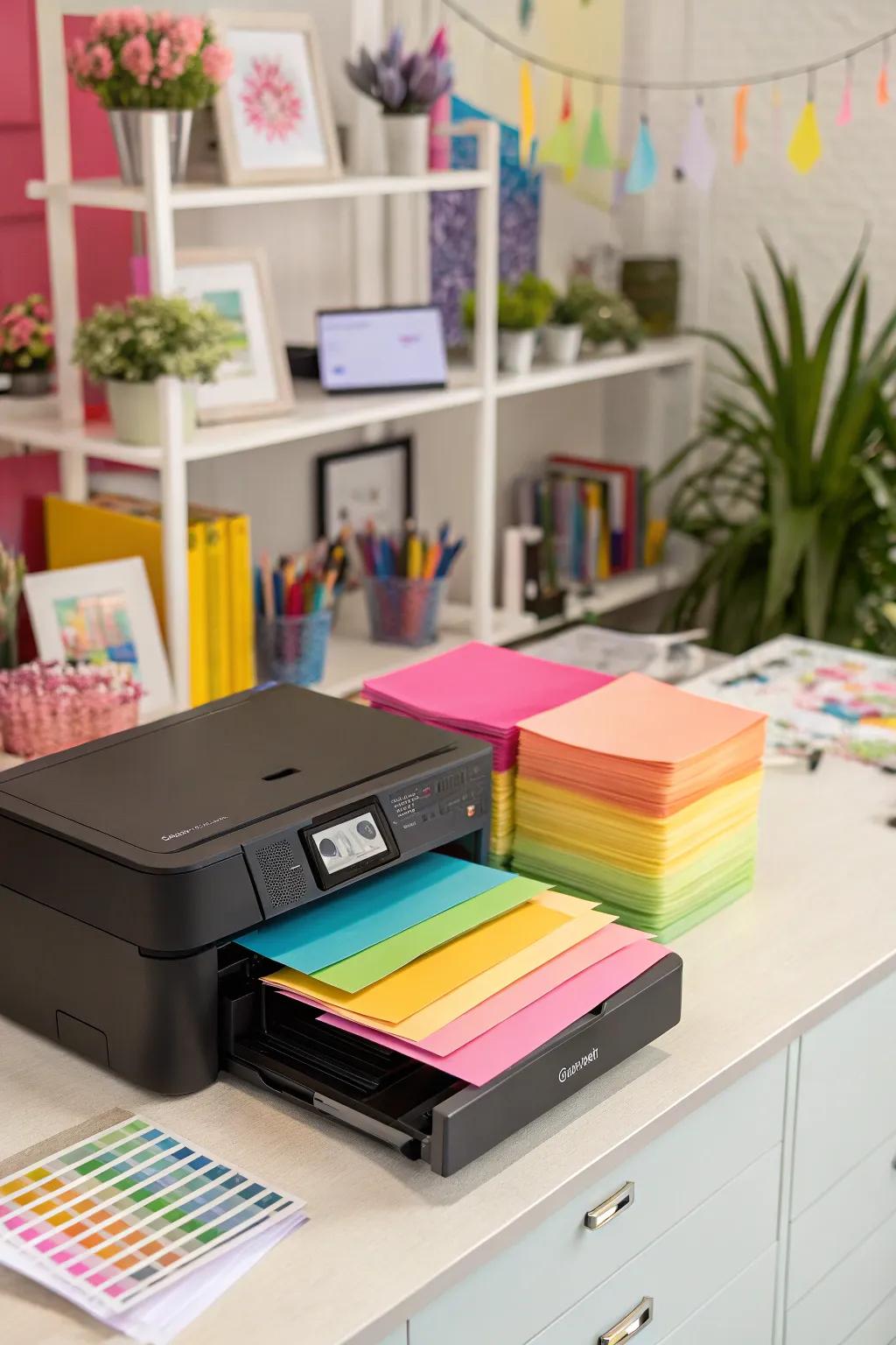 A colorful display that brightens up office space while staying organized.