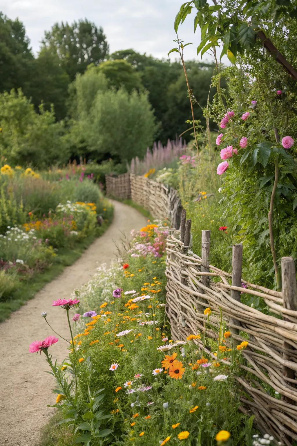Woven willow fences offer an enchanting, organic style.