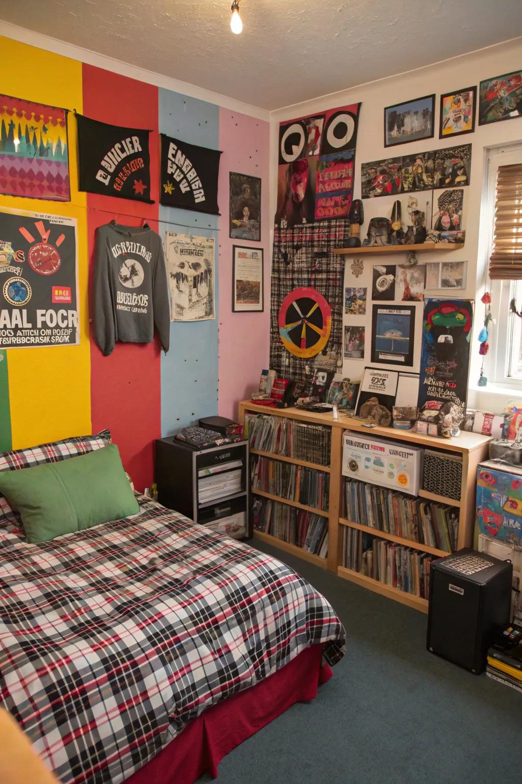 Capture the spirit of punk with a thoughtfully arranged mix of décor and personal items.