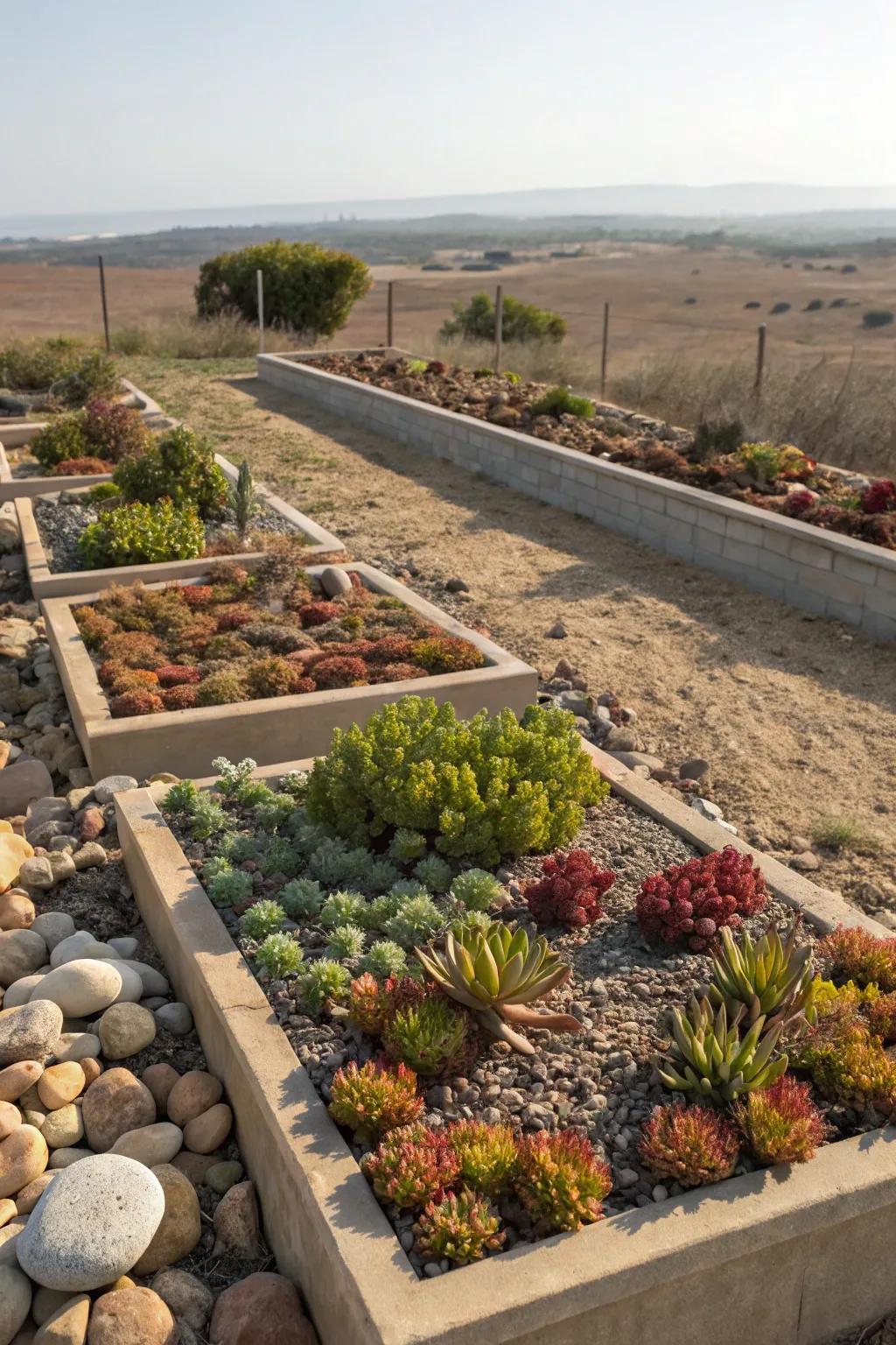Succulents offer a unique, low-maintenance option.