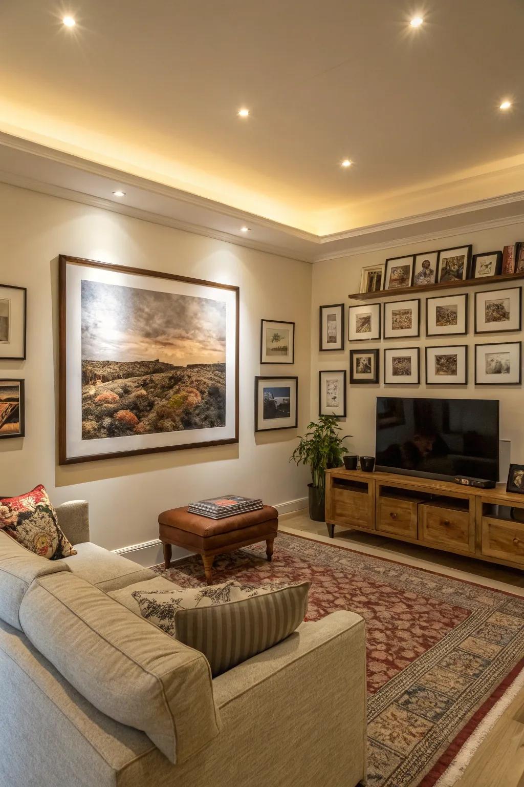 Art pieces that bring personality and charm to the living room.