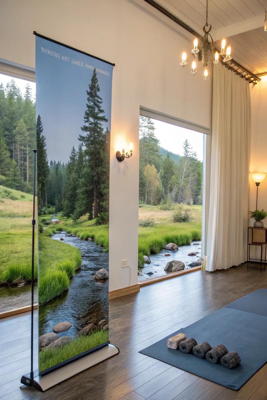 With a calming landscape banner, you can enhance your meditation area.