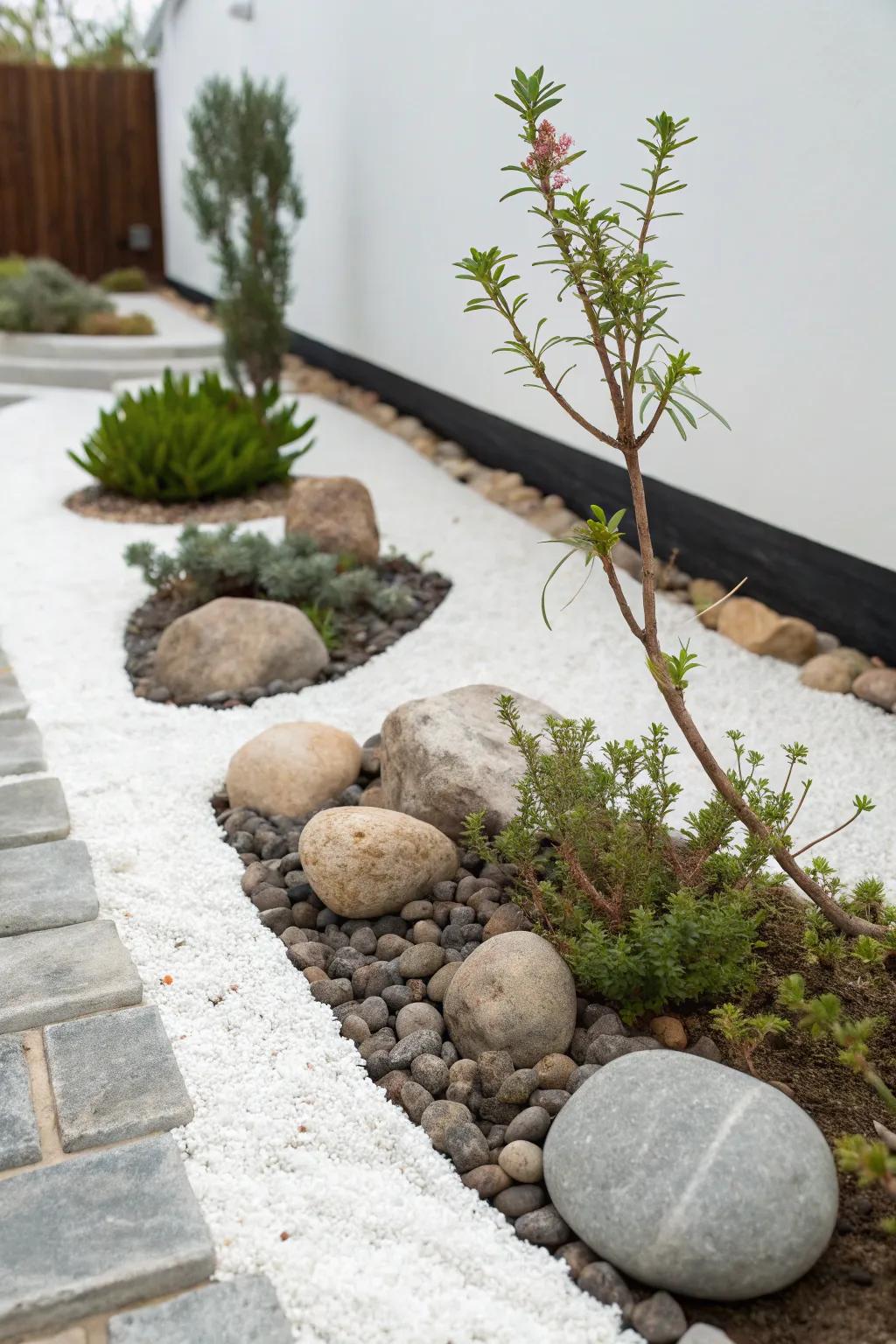 Achieve modern style using simple stone designs.