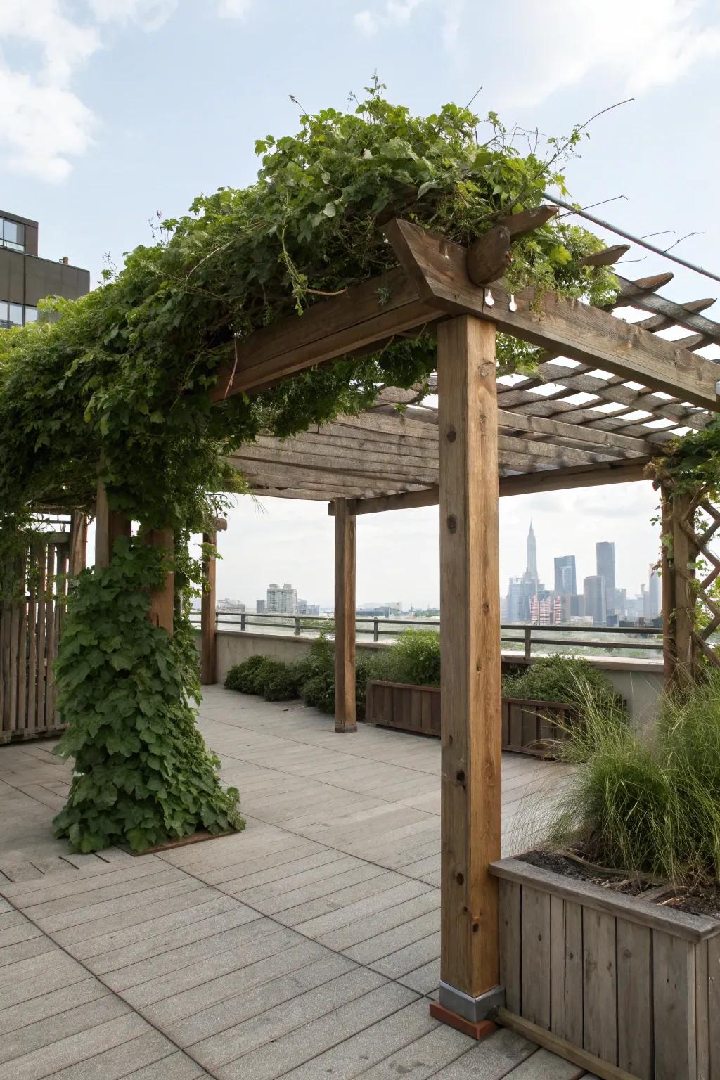 A terrace cover provides both shade and flair to your rooftop.