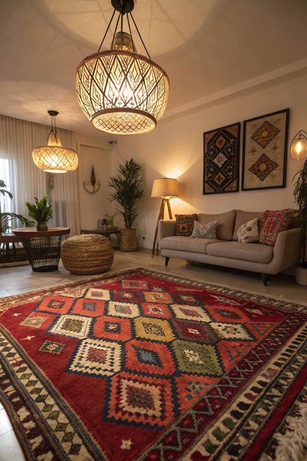 A room transformed by striking decor elements.