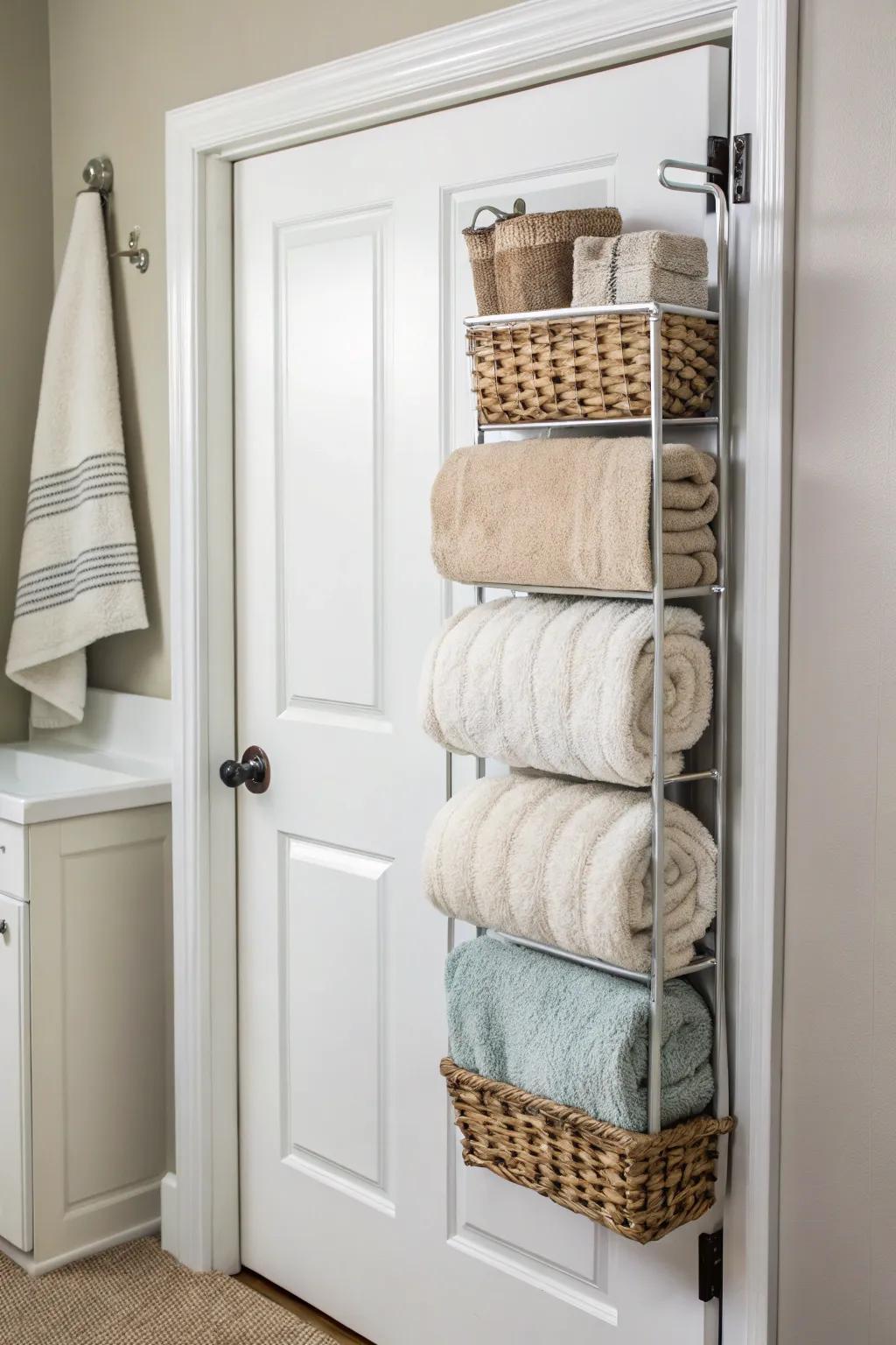 Over-the-door racks are a smart solution for extra storage.