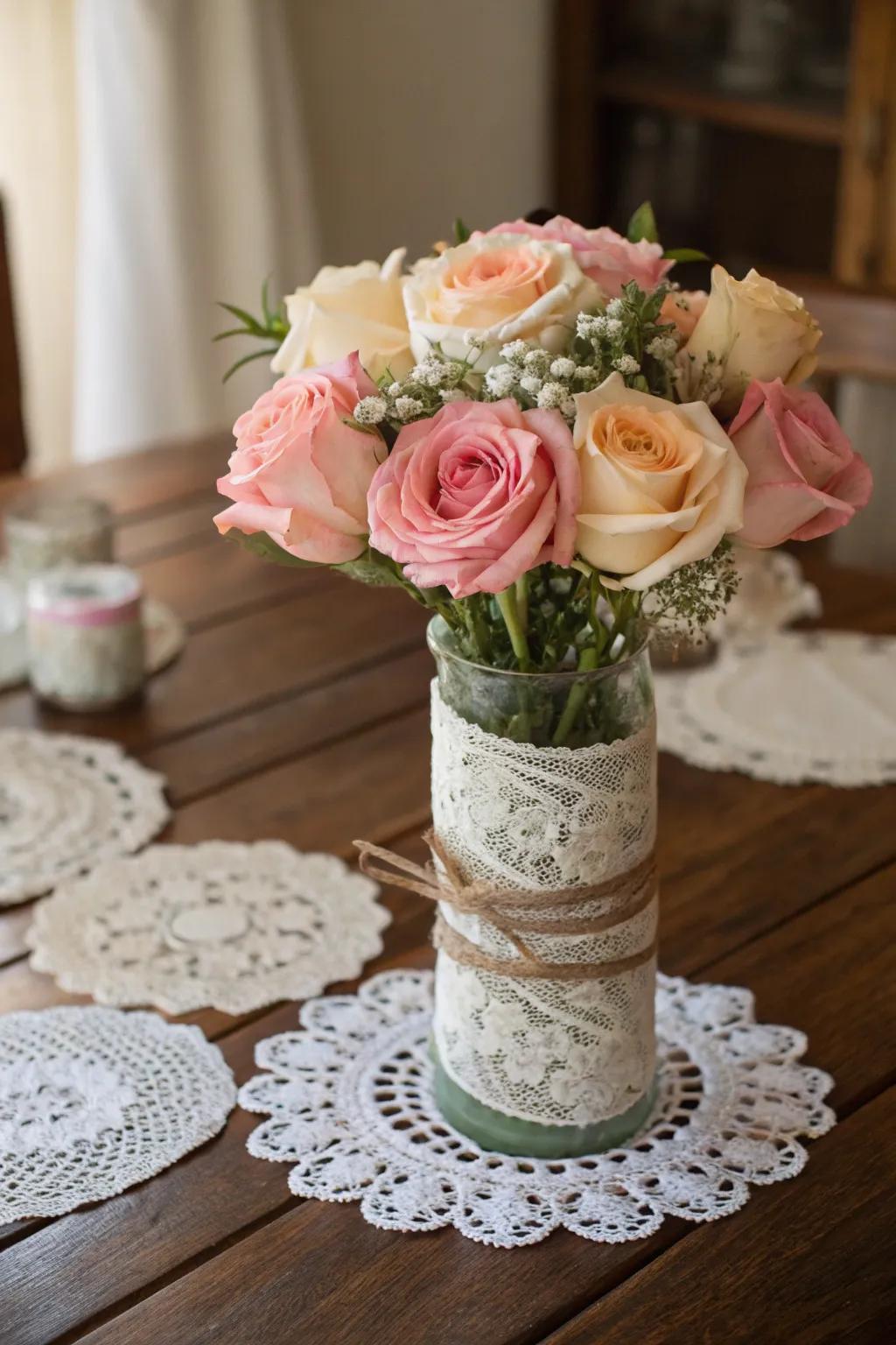 Classic Charm with Fabric and Soft-Toned Roses
