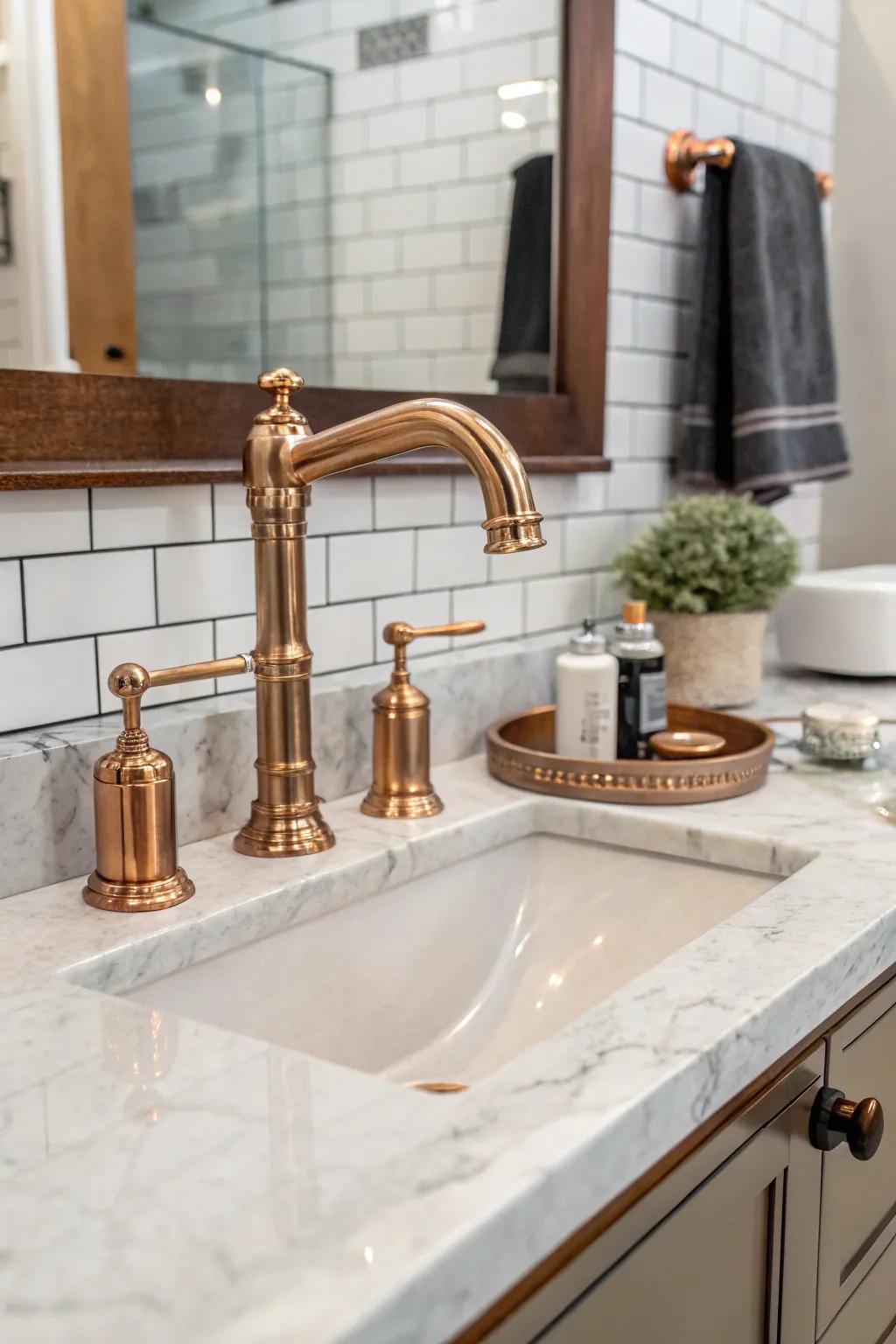 Mixing metals infuses sophistication into rustic decor.