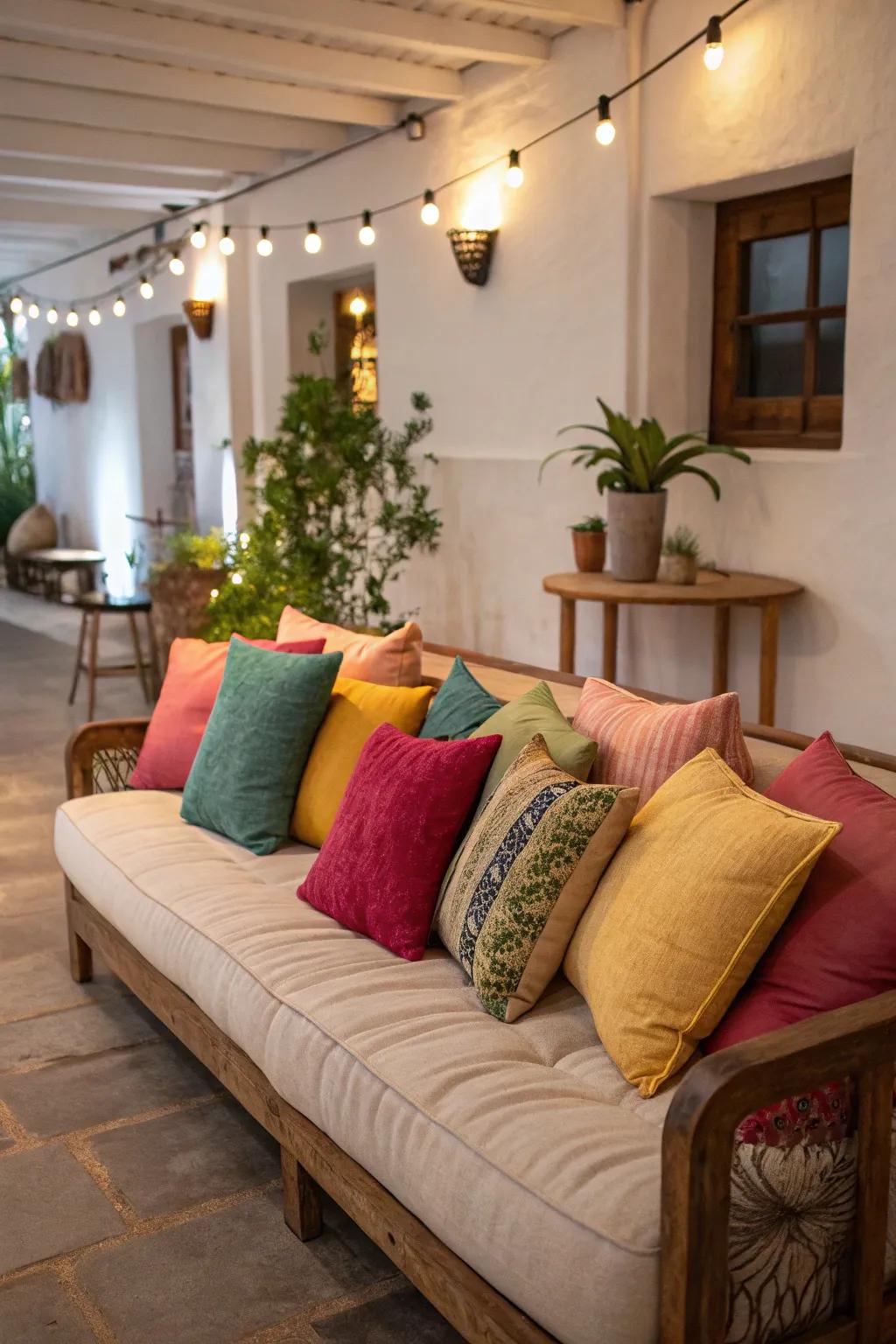 Lush seating spots encourage relaxation and comfort.