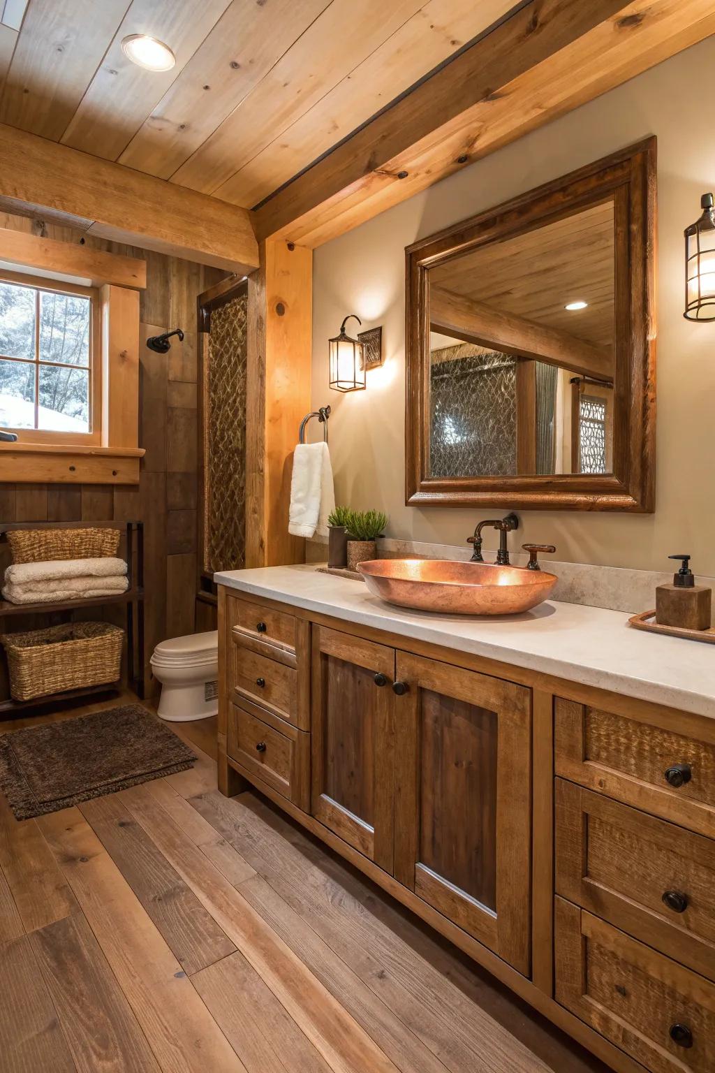 Blend wood and copper for a rustic harmony.