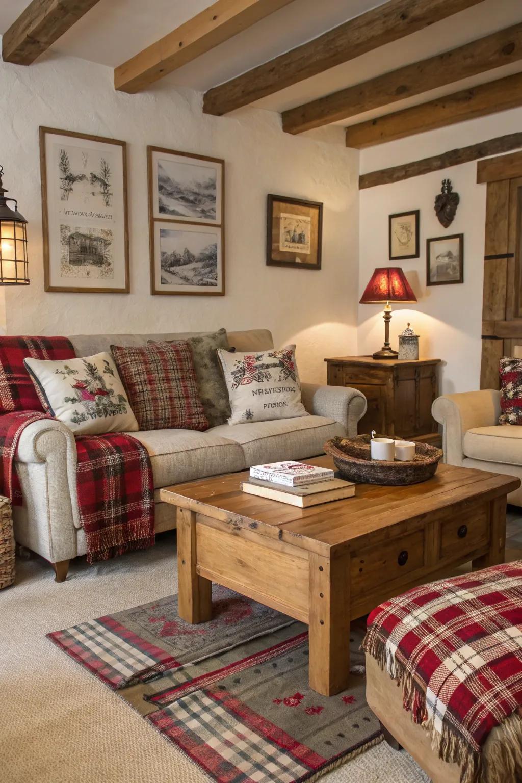 Plaid patterns add a cozy and classic touch to rustic decor.