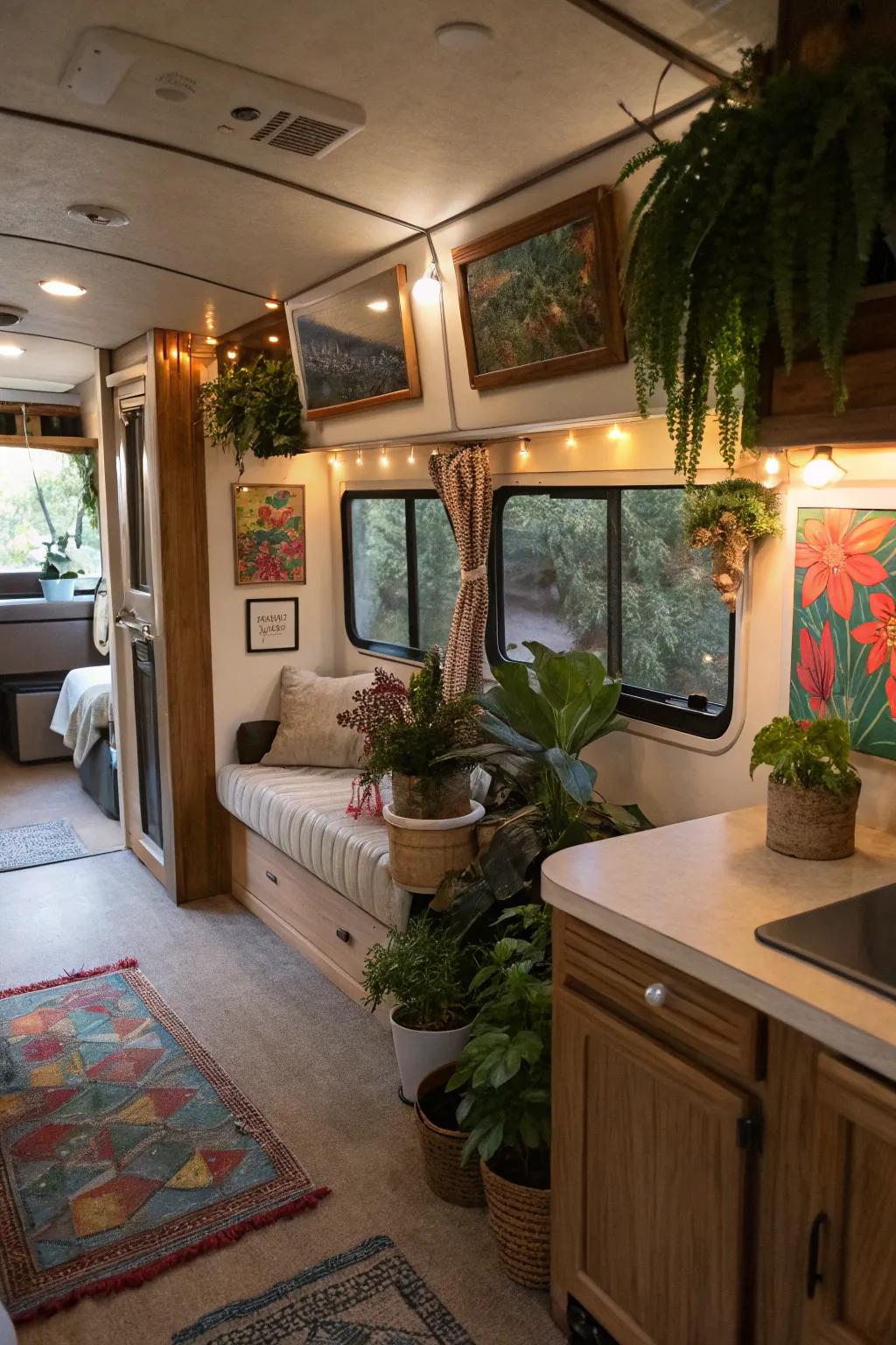 Individual embellishments make this RV feel personalized.