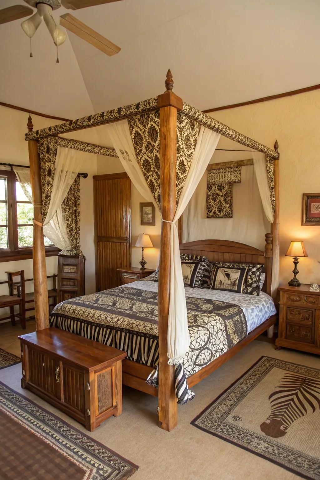 Distinctive furniture items add character and interest to the room.