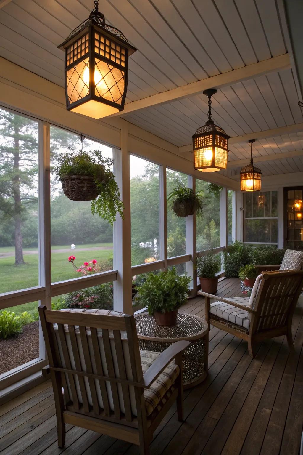 Lanterns add sophistication and warmth.