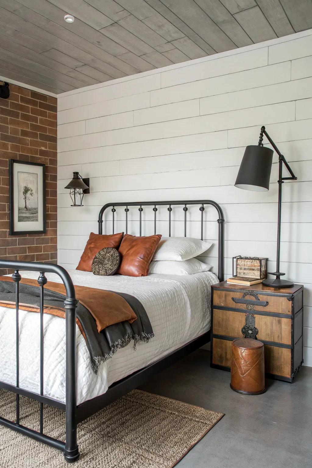 Combine shiplap with industrial accents for a modern edge.