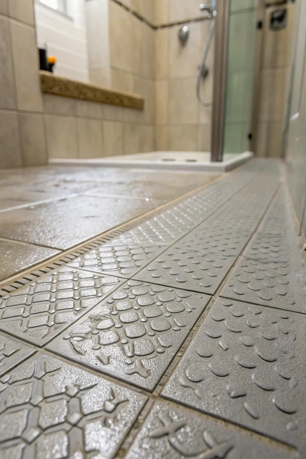 Textured tiles ensure safety while adding an interesting tactile element.