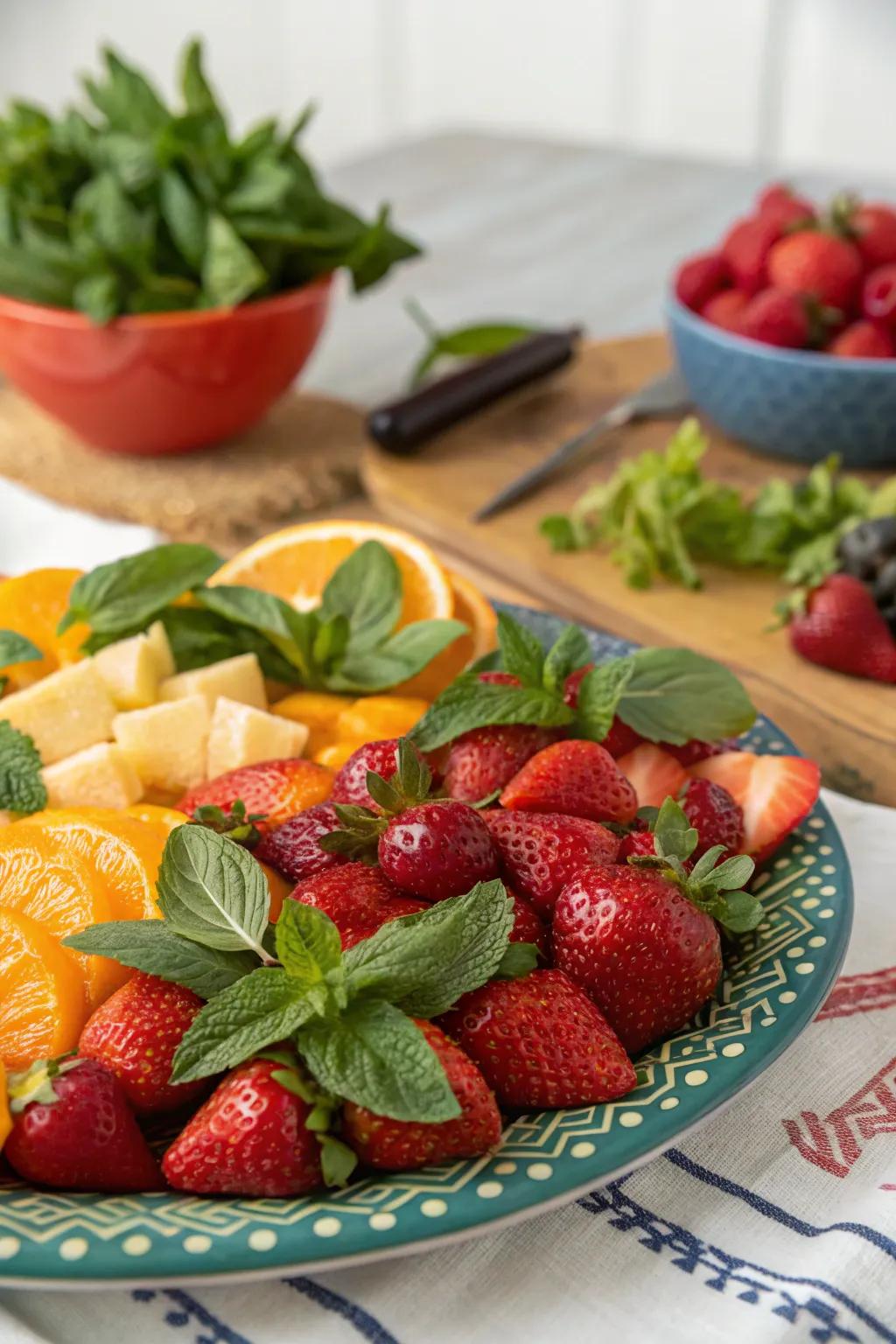 Green additions that add a fresh touch to your fruit table.