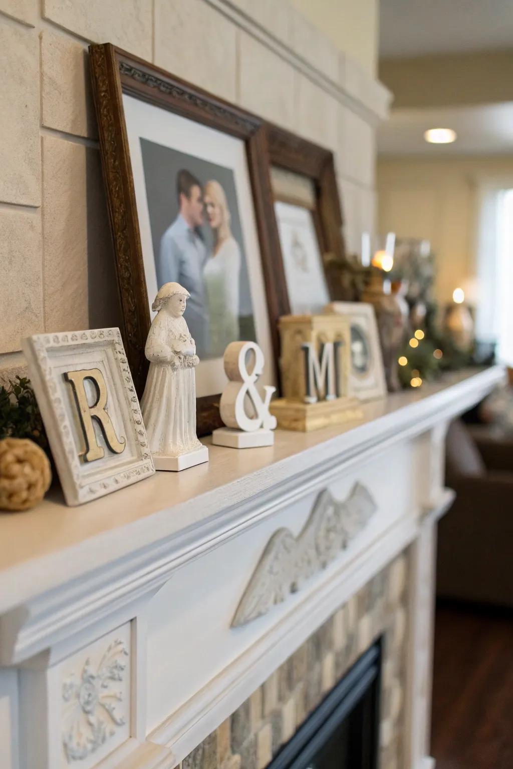 Personal elements bring a unique charm to this everyday mantel.
