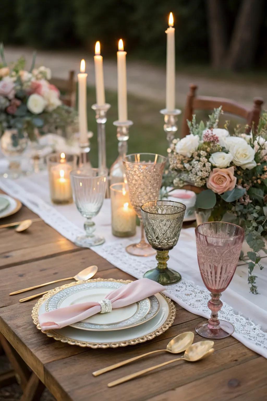 Classic glassware contributes a distinctive feel to the table.
