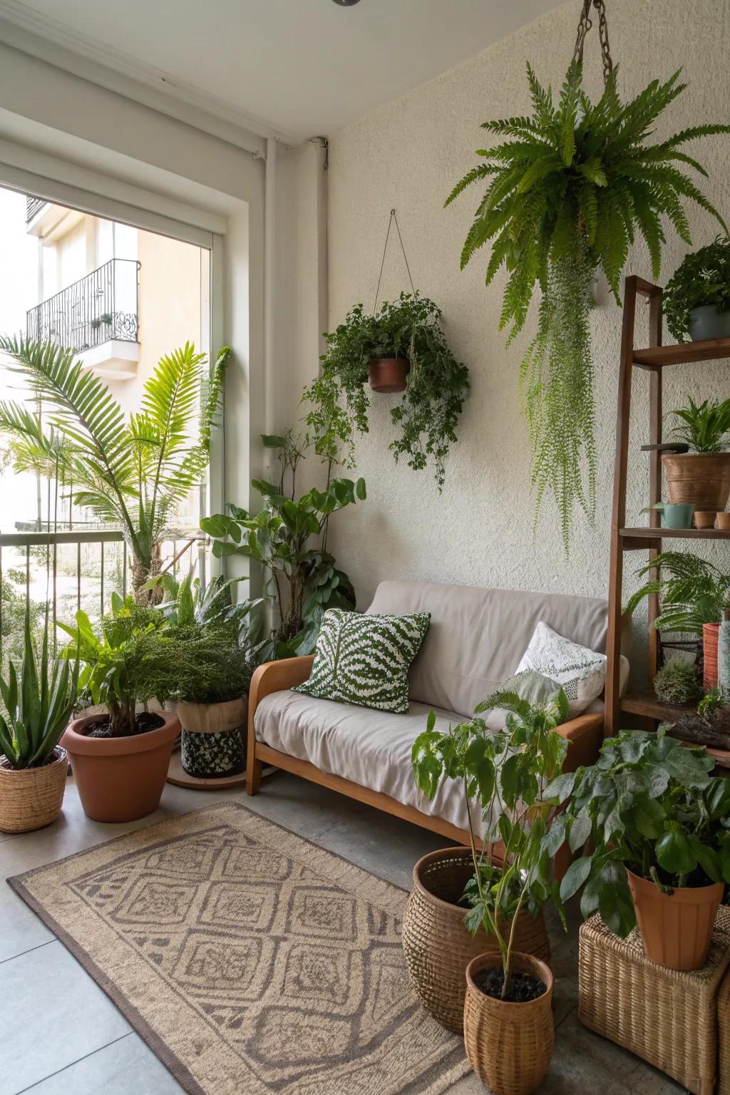 Plants bring a piece of nature into a small apartment.