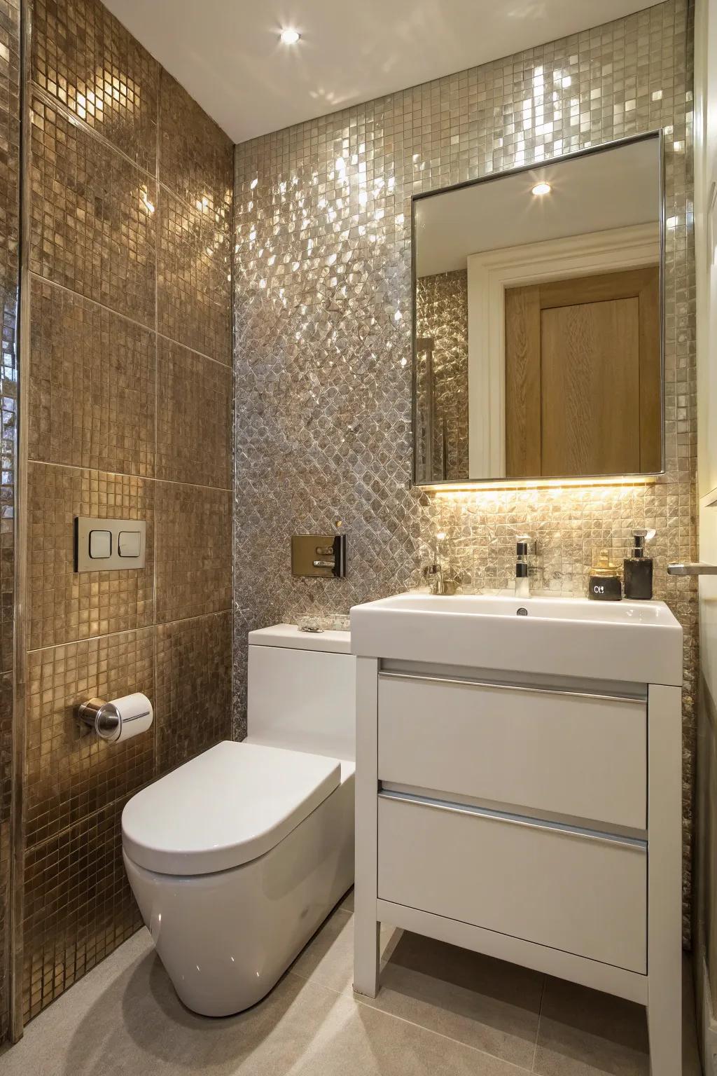 Gleaming accents bring luxury to confined spaces.