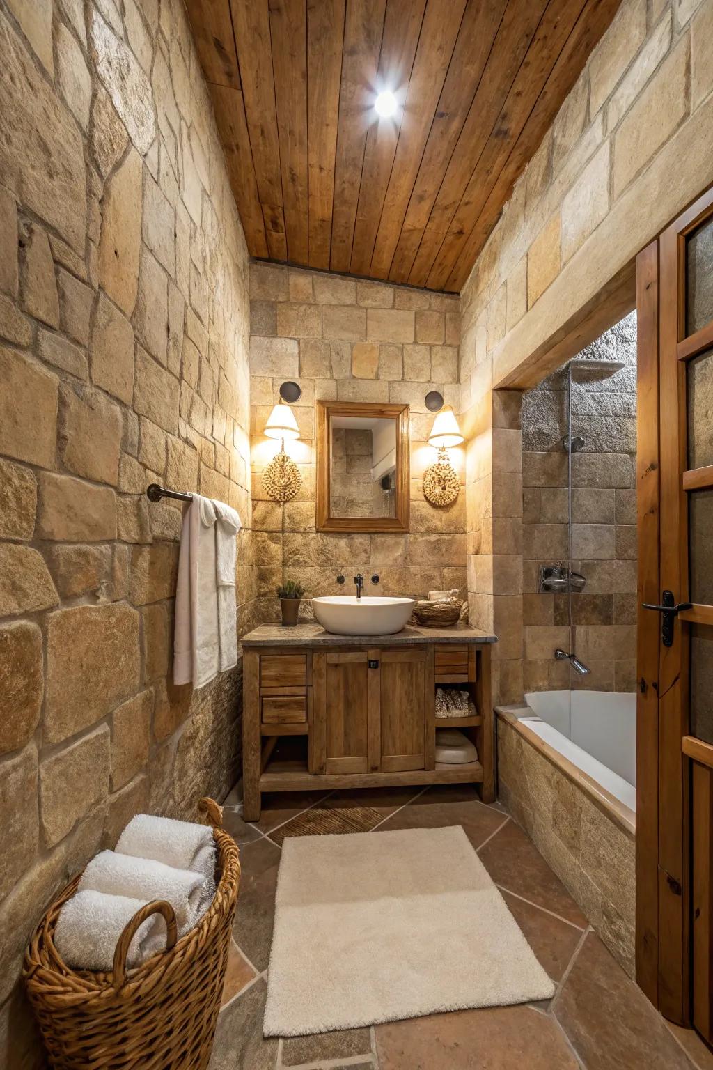 Natural stone tiles imbue timeless elegance and coziness.