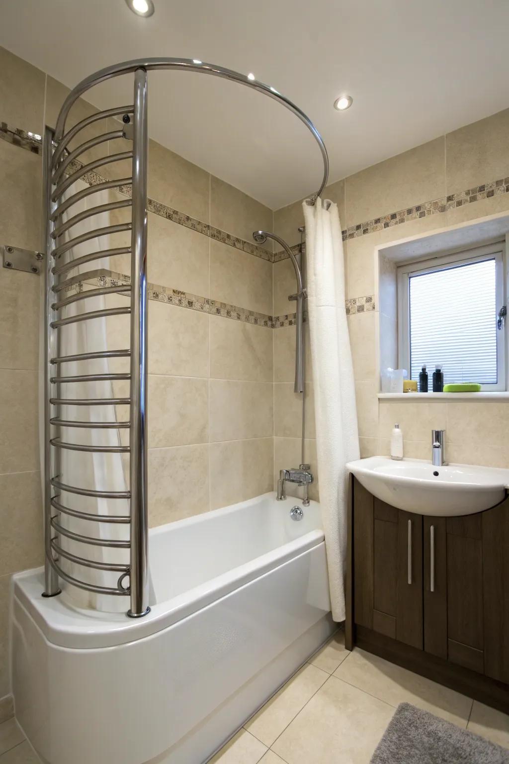 Curved rails give you extra space and a stylish feel.
