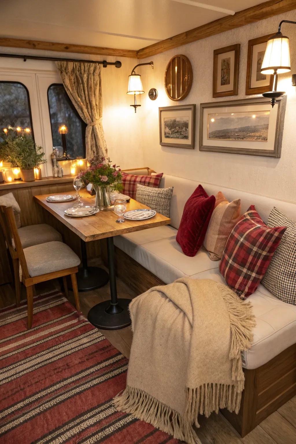 Cozy elements make the kitchen feel welcoming.