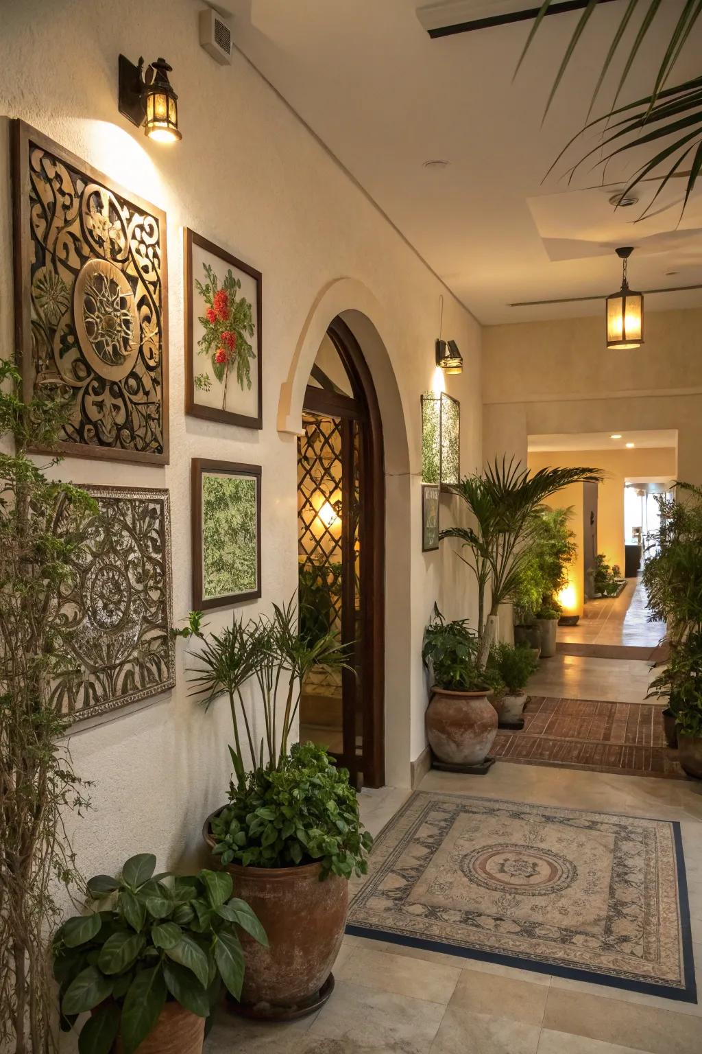 Ornamental components contribute persona to the entryway.