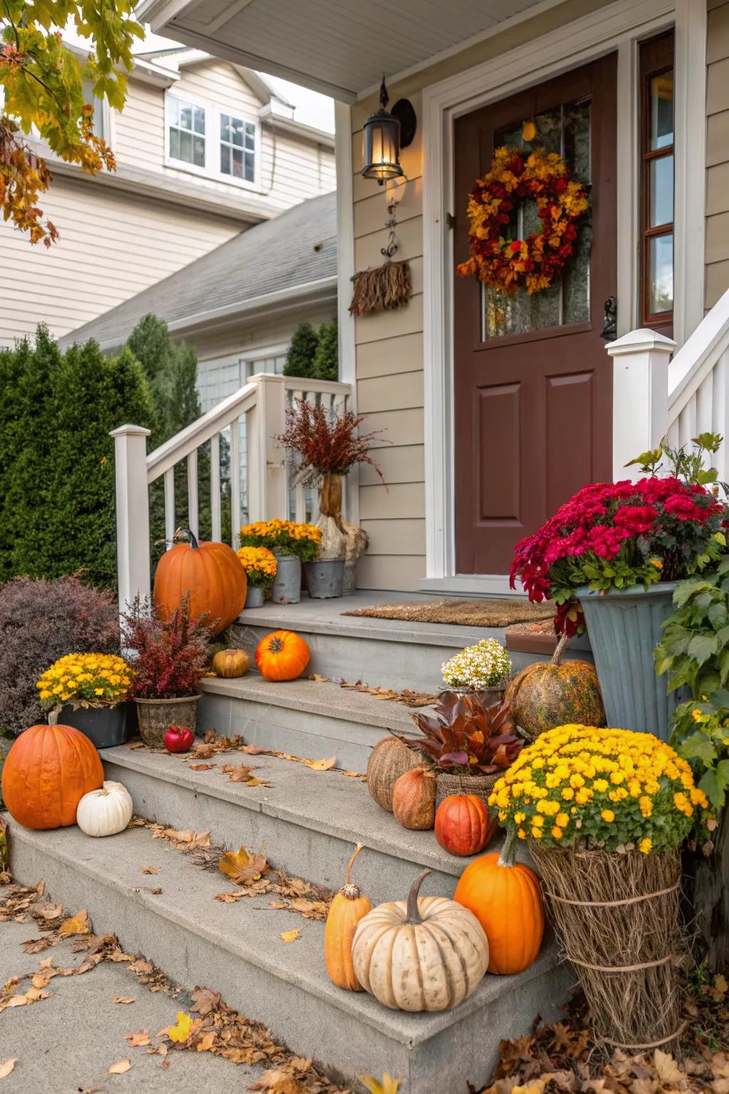 Seasonal ornamentation lends a celebratory touch to the deck.