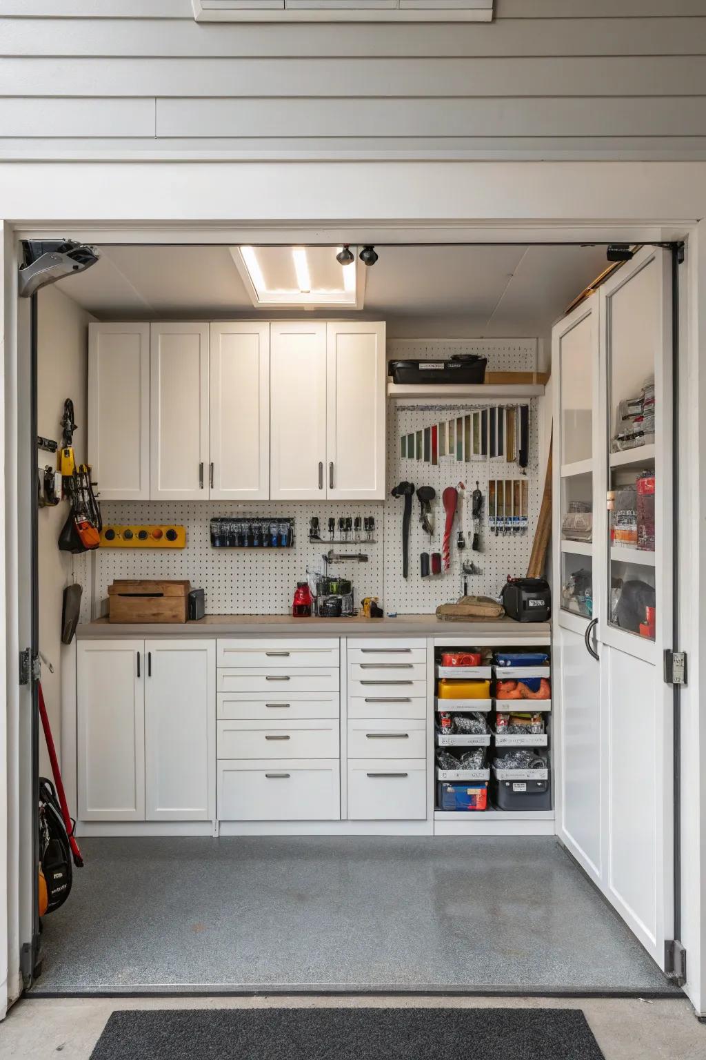 Tailored cupboards use every inch of your garage, offering unmatched keeping.