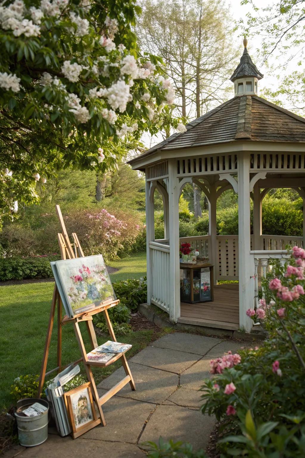 Let your creativity flow in your pavilion art studio.